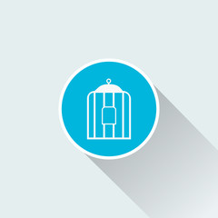 Flat bird cage icon on white background