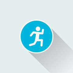 flat run icon with long shadow