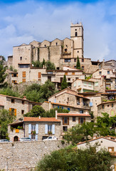 Fototapeta na wymiar View of the village of Eus in Pyrenees-Orientales, Languedoc-Roussillon 