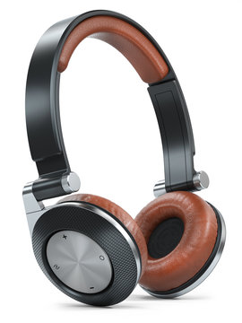 Modern black brown wireless headphones