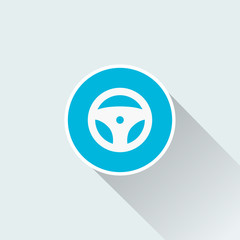 steering wheel icon with long shadow