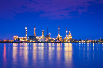 oil refinery plant at twilight at Bangkok Thailand