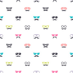 pattern with colorful glasses and mustache