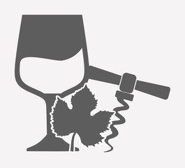 wineglass and corkscrew icon over white background. vector illustration