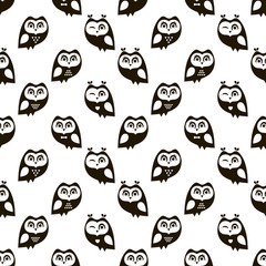 seamless pattern with black owls