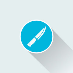 kitchen knife icon with long shadow