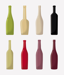 wine bottles over white background. colorful design. vector illustration