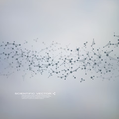 Molecule DNA and neurons vector. Molecular structure. Connected lines with dots. Genetic and chemical compounds. Chemistry, medicine, science, technology concept. Geometric abstract background