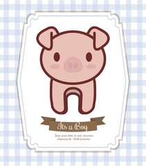 baby shower invitation with pig icon. colorful design. vector illustration