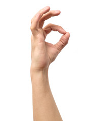 Man hand in OK sign isolated