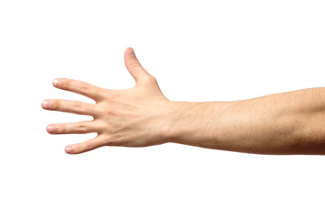 Man stretching hand to handshake isolated