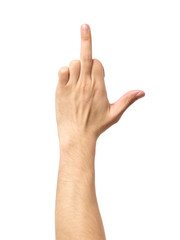 Middle finger, offensive gesture isolated