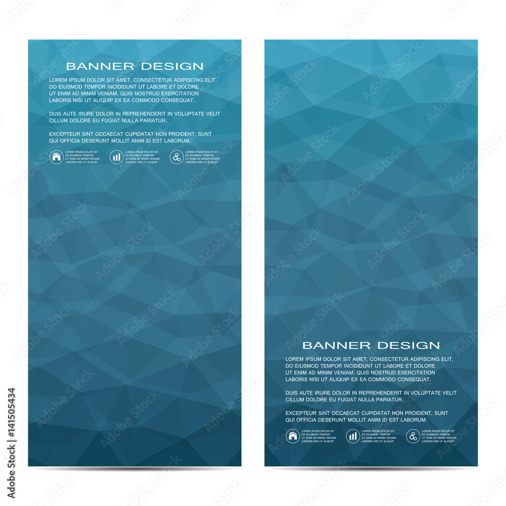 Poster set of modern vertical banners with triangles. geometric abstract background. business and website t