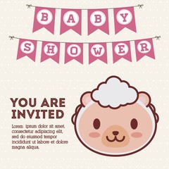 baby shower invitation with sheep icon. colorful design. vector illustration