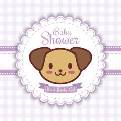 baby shower invitation with dog icon. colorful design. vector illustration