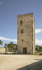 Fototapeta na wymiar Tower of Abbey of St. Anthony in Orosei. Province of Nuoro. Sardinia island. Italy