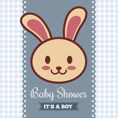 baby shower invitation with rabbit icon. colorful design. vector illustration