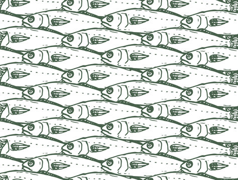 seamless rattern with fish contours