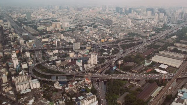 Bangkok traffic aerial view