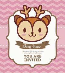 baby shower invitation with deer icon. colorful design. vector illustration