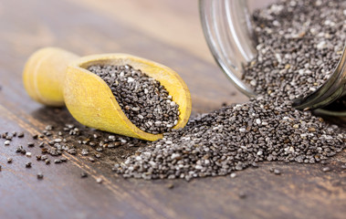 chia seeds / Screwed glass and shakers with chia seeds