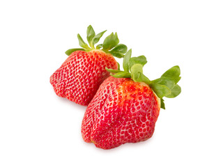 Two strawberries isolated on white