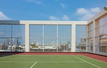 Tennis Court On rooftop of the hotel building