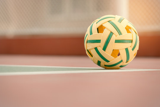 takraw ball, thai sport in court