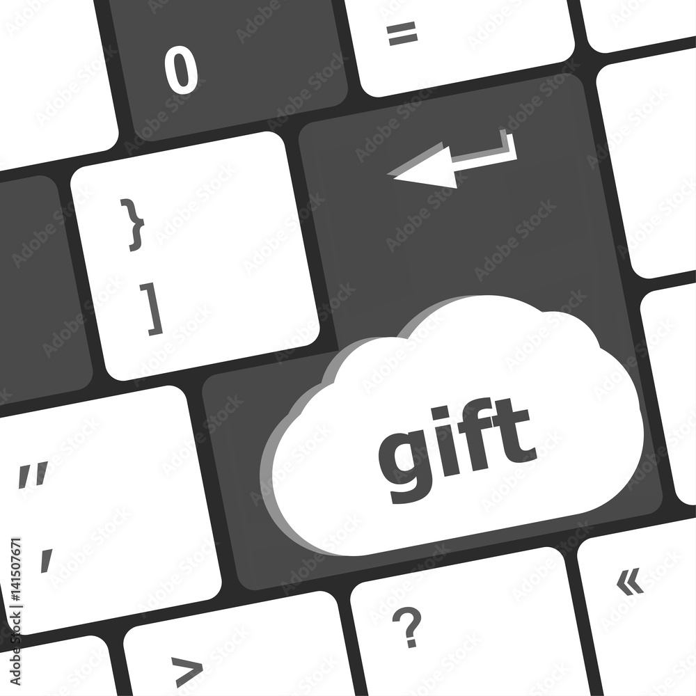 Aufkleber gift word on computer keyboard keys button