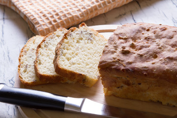 Wheat homemade fresh bread with seeds