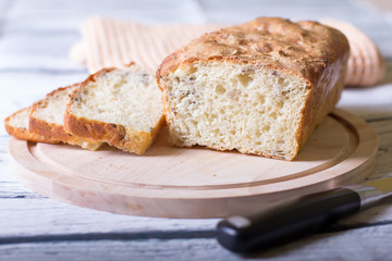 Wheat homemade fresh bread with seeds