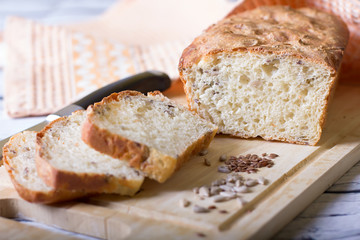 Wheat homemade fresh bread with seeds