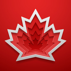 Fototapeta premium Maple leaf cutted out shape. Canadian symbol decoration template. Vector illustration.