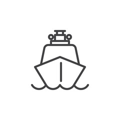 Ship, boat line icon, outline vector sign, linear style pictogram isolated on white. Symbol, logo illustration. Editable stroke. Pixel perfect