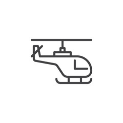 Helicopter line icon, outline vector sign, linear style pictogram isolated on white. Symbol, logo illustration. Editable stroke. Pixel perfect
