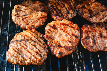 Cooking hamburgers on the grill