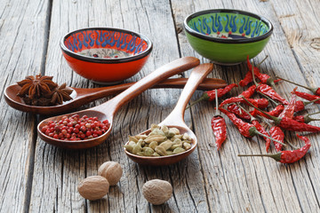 nutmeg on rustic table