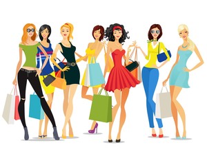 Fototapeta premium Women shopping - colorful