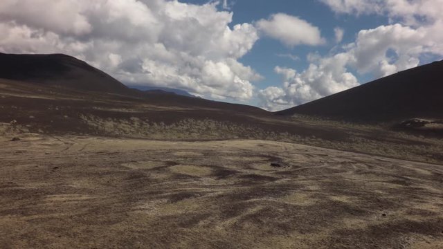 Old lava fields on slopes of volcanoes Tolbachik stock footage video