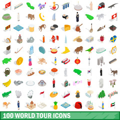 Obraz premium 100 world tour icons set, isometric 3d style