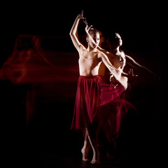 The sensual and emotional dance of beautiful ballerina