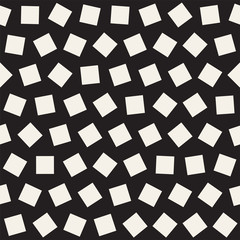 Geometric Scattered Shapes. Vector Seamless Black and White Pattern