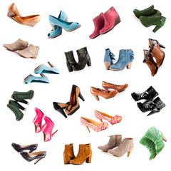 Nice woman shoes. woman high heels. Different shoes isolated collection