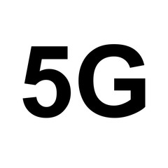 Fototapeta na wymiar Schwarzes einfaches Symbol - 5G Verbindung - Empfang - Schnelles Internet