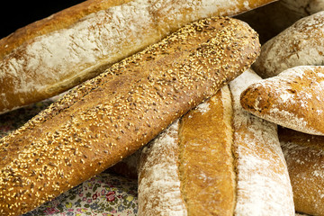 bread stand of various kinds
