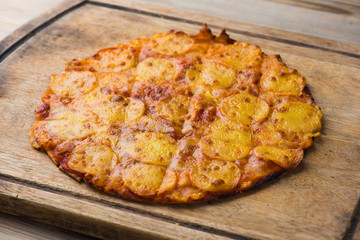 pepperoni pizza with rustic background