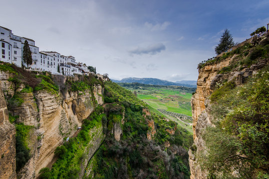 White houses hanging from cliffs in Ronda,Spain
