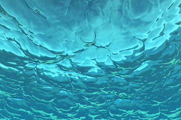 Abstract of bright and clear underwater closeup image, looking up view of ripples water. Digital generating image. - 141517888