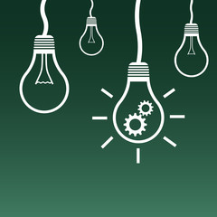 Light bulb icon. Flat vector illustration. Idea sign symbol on green background.