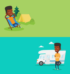 Two travel banners with space for text.